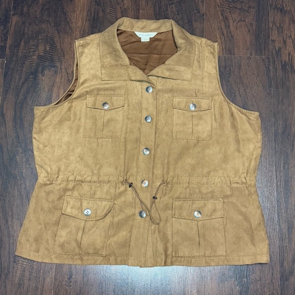 DRAPER’S & DAMON’S Brown Sleeveless Faux Suede Microfiber Women's Jacket in 2X - Picture 7 of 16